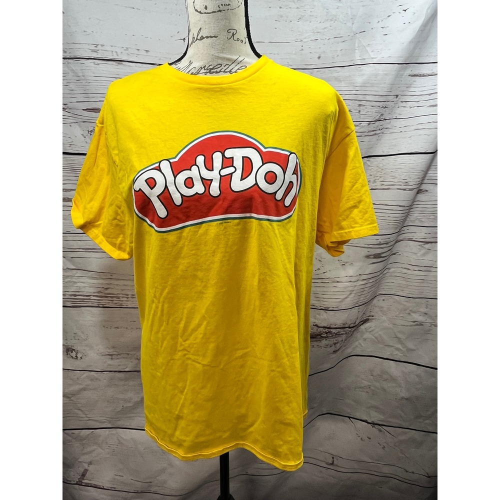 Play-Doh Logo Graphic T-Shirt Yellow Delta Pro Weight Mens Large Retro Toy‎ Tee